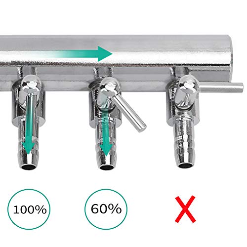 Uniclife Válvula de Palanca de Control de Flujo de Aire del Acuario de 8 Vías Distribuidor de Cobre y Cromo Distribuidor de Tanque de Peces Accesorios de la Bomba