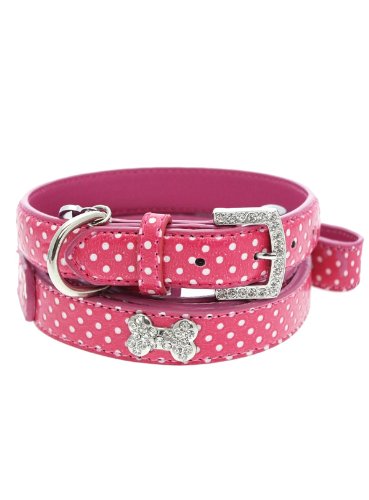 urbanpup Rosa Lunares Cuello/conjunto de cable y colgante de corazón de diamante