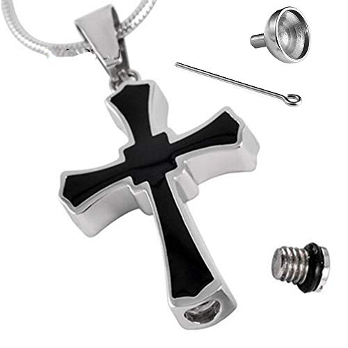 Urna Cremación Memorial Conmemorar Amante Perro Gato Hueso Cruz Caja Collar Funeral Cremación Personalidad Europea y Americana Colgante Impermeable Cremation Jewelry Collar con Colgante de Acero Ino
