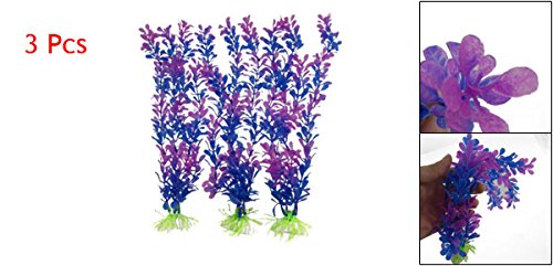 uxcell 3 pc Lila Azul Suave plástico Aquascaping Plantas para Fish Tank