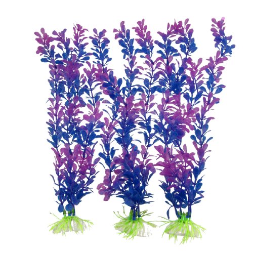 uxcell 3 pc Lila Azul Suave plástico Aquascaping Plantas para Fish Tank