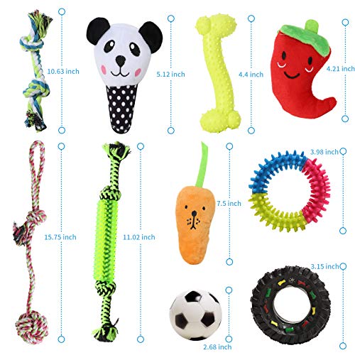 VECELA Juguetes para Perros, 10 Piezas Juguete Masticable para Perros Squeaky Toy Juguetes de Peluche para Cachorros Perro Pequeño Mediano