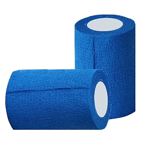 Vendaje autoadhesivo (12 rollos) de 10 cm x 4,5 m, para primeros auxilios, deportes, vendas, animales, de Cobox, azul celeste