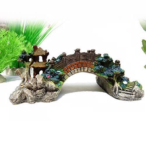 Venus valink Acuario Ornamento Puente Resina Rocoso Falso Roca Puentes Pavilion Árbol Paisaje Decoración para Pecera - Small