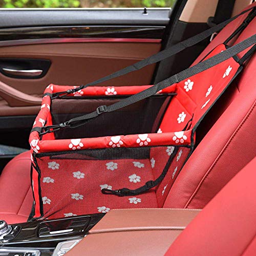 Venus valink Coche Aumentador Asiento, Plegable Perro Asiento Transportador Mascota Caja con Seguridad Correa Soporte Barras, Gato Portátil de Viaje Bolsa Transporte para Pequeños Gatos, Jaula - Rojo