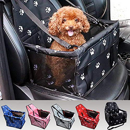 Venus valink Coche Aumentador Asiento, Plegable Perro Asiento Transportador Mascota Caja con Seguridad Correa Soporte Barras, Gato Portátil de Viaje Bolsa Transporte para Pequeños Gatos, Jaula - Rosa