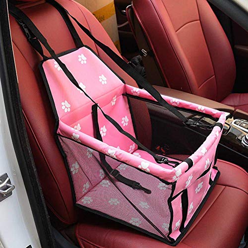 Venus valink Coche Aumentador Asiento, Plegable Perro Asiento Transportador Mascota Caja con Seguridad Correa Soporte Barras, Gato Portátil de Viaje Bolsa Transporte para Pequeños Gatos, Jaula - Rosa