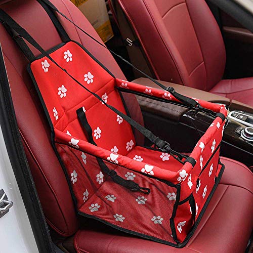 Venus valink Coche Aumentador Asiento, Plegable Perro Asiento Transportador Mascota Caja con Seguridad Correa Soporte Barras, Gato Portátil de Viaje Bolsa Transporte para Pequeños Gatos, Jaula - Rojo