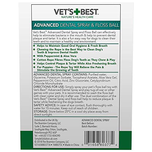 Vet's Best Spray Dental Avanzado Y Bola para Perros - 14Ml