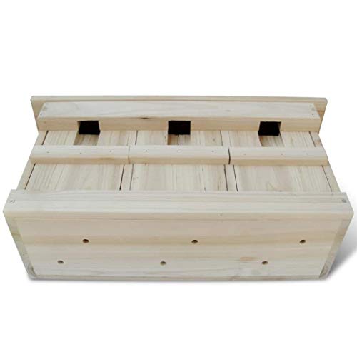 vidaXL Caja Casa Nido para Gorriones Pájaros 3 Cámaras Madera Maciza Adorno Jardín
