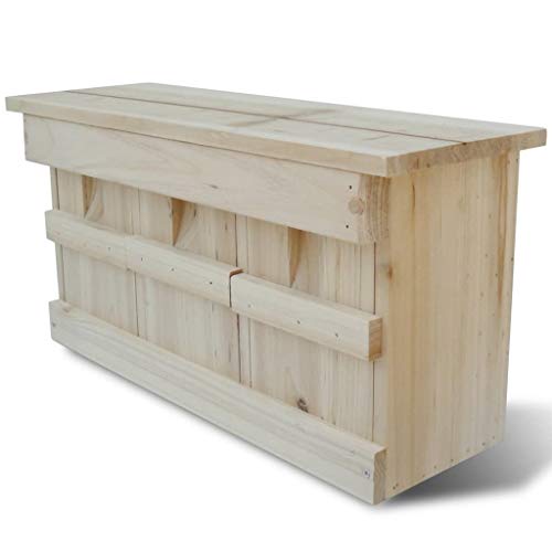 vidaXL Caja Casa Nido para Gorriones Pájaros 3 Cámaras Madera Maciza Adorno Jardín