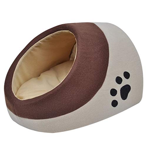 vidaXL Cama Nido para Gatos Cubby Talla L Beige y Marrón Casa para Mascotas
