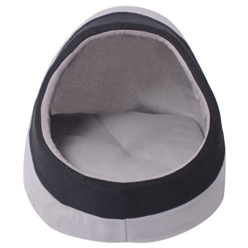 vidaXL Cama para Mascotas Tipo Nido para Gatos con Cojín Gris y Negro Medida M