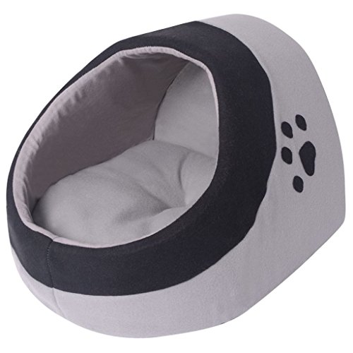 vidaXL Cama para Mascotas Tipo Nido para Gatos con Cojín Gris y Negro Medida M