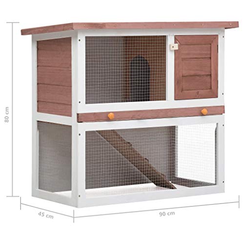 vidaXL Madera Jaula Conejera con 1 Puerta Casita Caseta de Animales Pequeños Mascotas Gallinero Protección Refugio Impermeable Marrón