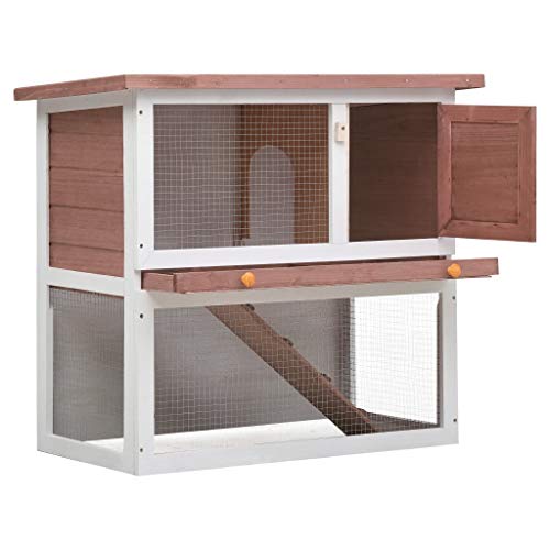 vidaXL Madera Jaula Conejera con 1 Puerta Casita Caseta de Animales Pequeños Mascotas Gallinero Protección Refugio Impermeable Marrón