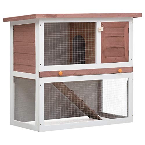 vidaXL Madera Jaula Conejera con 1 Puerta Casita Caseta de Animales Pequeños Mascotas Gallinero Protección Refugio Impermeable Marrón