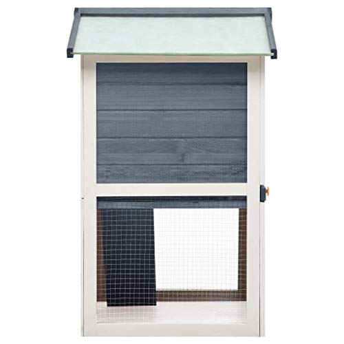 vidaXL Madera Jaula Conejera con 3 Puerta Casita Caseta de Animales Pequeños Mascotas Gallinero Protección Refugio Impermeable Gris