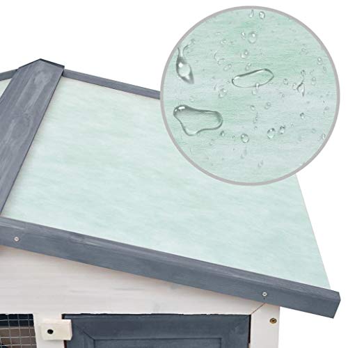 vidaXL Madera Jaula Conejera con 3 Puerta Casita Caseta de Animales Pequeños Mascotas Gallinero Protección Refugio Impermeable Gris