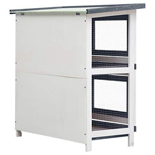 vidaXL Madera Jaula Conejera con 4 Puerta Casita Caseta de Animales Pequeños Mascotas Gallinero Protección Refugio Impermeable Gris