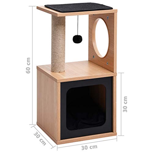 vidaXL Rascador para Gatos con Alfombra Rascadora Casita Poste de Sisal 60 cm