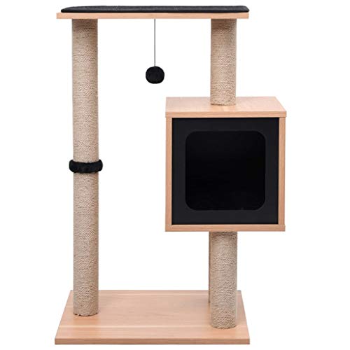 vidaXL Rascador para Gatos con Alfombra Rascadora Casita Poste de Sisal 82 cm
