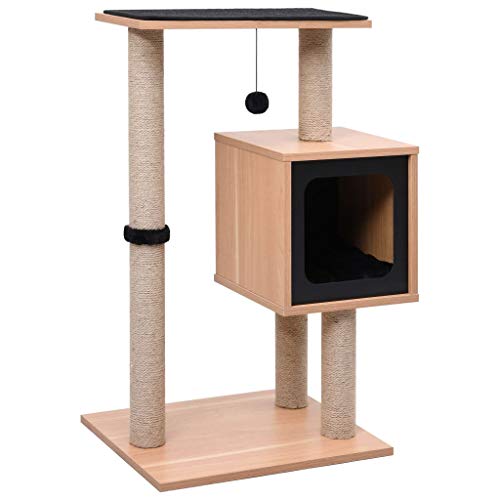 vidaXL Rascador para Gatos con Alfombra Rascadora Casita Poste de Sisal 82 cm