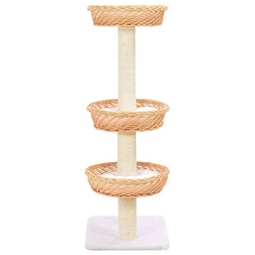 vidaXL Rascador para Gatos con Poste de Sisal Madera Natural de Sauce Mascotas