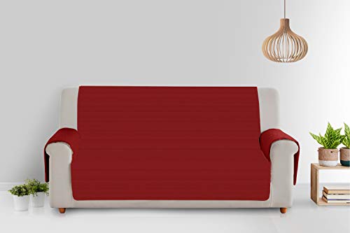 Vipalia Funda de Sofa Acolchada Viscoelastica. Protector Cubresofa Reversible. Comoda Descanso Adaptable Ergonomica. Alivio Lumbar Presión. Diseño Patente Mundial. Color Rojo, 3 Plazas