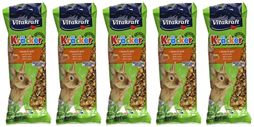 Vitakraft Kracker Conejo Pequeño Animal Comida Miel Espelta, Pack de 5