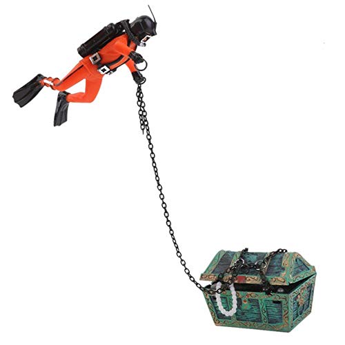 VJRQM acuario de pescado, decoración de peces, peces ocultos, tanque de peces de lucha, decoración de buceador de tesoros para acuario peces, color naranja