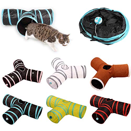 VQAGDV Juguete Túnel para Gatos Mascota Tubo Túnel para Mascota PlegableJuguete Interactivo Chute Cat Tube Toy, Colorful Cat Toy Kit Mascota Túnel Plegable (Color : Dark Blue 2 Holes)