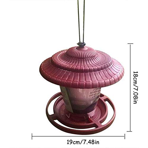 WANGIRL Suministros de Mascotas Impermeable Colgando Perezoso Aves Comederos Pájaros Plastico Durable Bandeja Comedero Decorar Terraza Balcón Jardín (Color : Red)