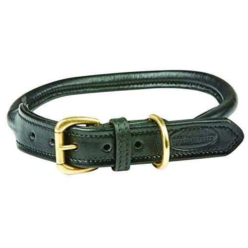 Weatherbeeta - Collar redondeado de piel para perro (XS) (Negro)