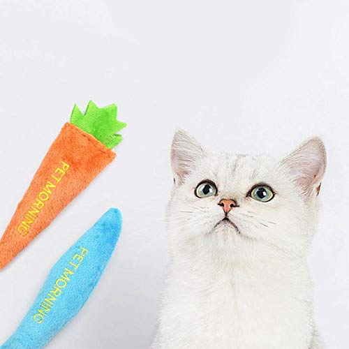 Weimay. Gato de Peluche Pequeño pez de Juguete Juguete de Zanahoria Juguete de Chile Juguete de Berenjena para Gatos de Interior