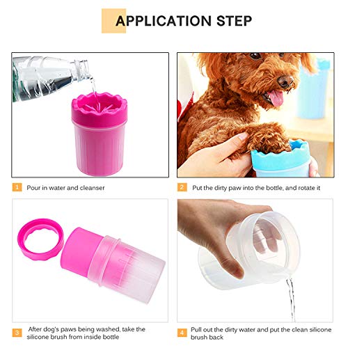 WELLXUNK® Limpiador Patas Perro Mascota, Mascota portátil Limpiador, Taza de Limpieza para Mascotas, Limpia Patas Perro Portátil para Limpiar Pies Sucios de Mascotas(Rosado)