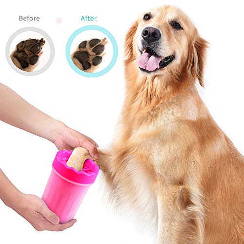 WELLXUNK® Limpiador Patas Perro Mascota, Mascota portátil Limpiador, Taza de Limpieza para Mascotas, Limpia Patas Perro Portátil para Limpiar Pies Sucios de Mascotas(Rosado)