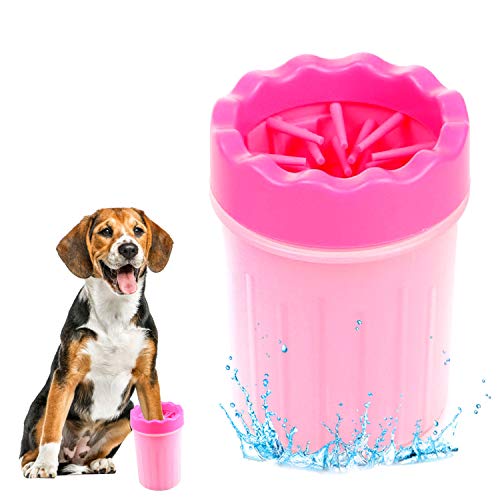 WELLXUNK® Limpiador Patas Perro Mascota, Mascota portátil Limpiador, Taza de Limpieza para Mascotas, Limpia Patas Perro Portátil para Limpiar Pies Sucios de Mascotas(Rosado)