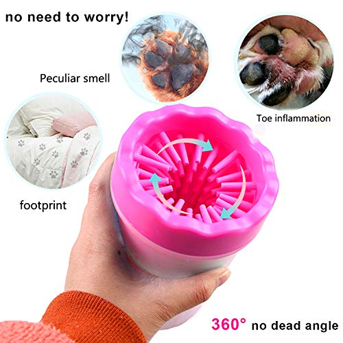 WELLXUNK® Limpiador Patas Perro Mascota, Mascota portátil Limpiador, Taza de Limpieza para Mascotas, Limpia Patas Perro Portátil para Limpiar Pies Sucios de Mascotas(Rosado)