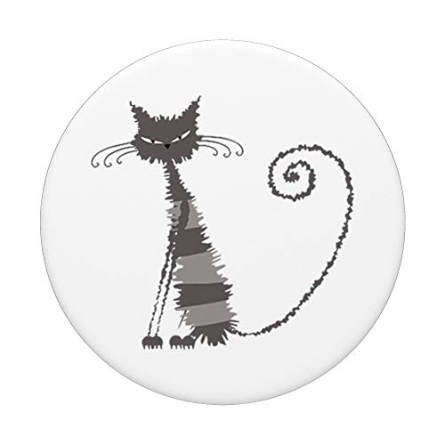 Wet Grey Cat Kitten Kitty Whiskers Meow Pet Funny Humorous PopSockets PopGrip: Agarre intercambiable para Teléfonos y Tabletas