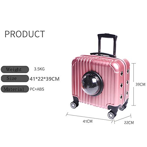 WFIZNB 4 Colores Mascota Perro Mochila Porta Gato Carrito Bolsa de Viaje Gato Carro Caso Cuatro Ruedas Portátil Perro Gato Carro Bolsa de Viaje,Azul