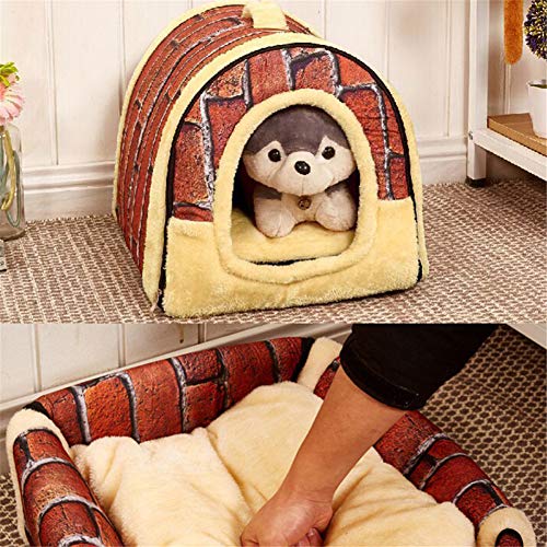WFWUK Cama Gato Cueva Caseta Perro Interior Pequeño Gato Cama Tienda de Mascotas Cama Cama de Veterinario para Perros Perro sofá Cama Suave Cama del Perro Vintage
