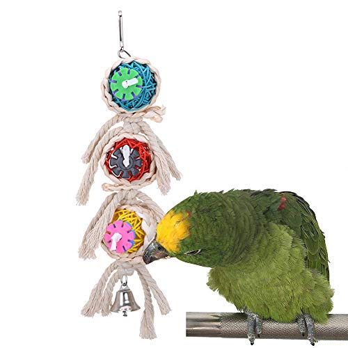 WFZ17 Juguete de Masticar para Loro, Cuerda de ratán para pájaros, Loros, periquitos, cacatúas, Escalada, Jaula de Juguete, decoración
