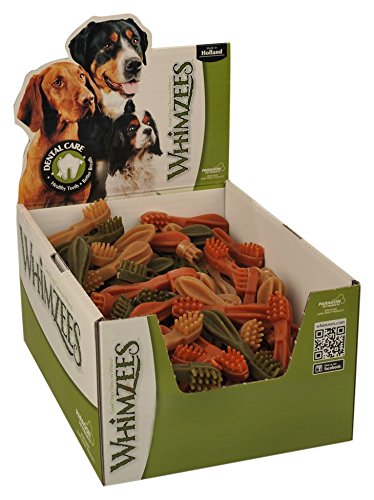 Whimzees Natural Dental Dog Treats Cepillo M Mix 11,4CM (75U/C), Negro, Medium, 75