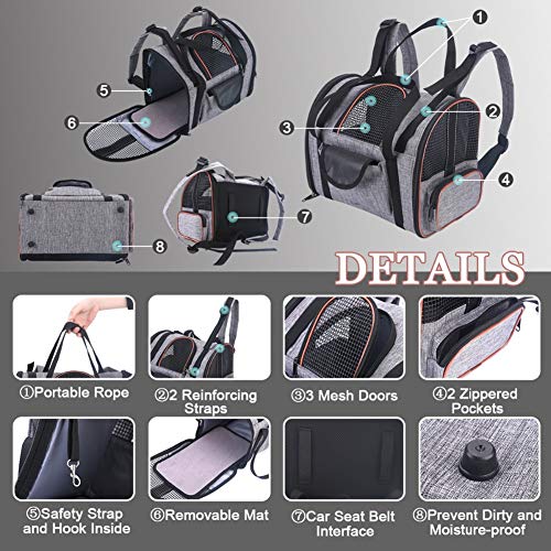 WLDOCA Mochila de Transporte para el pequeño Perro del Gato, Bolso Plegable Lavable Plegable para el avión de Viaje Tren Tren Avión homologado