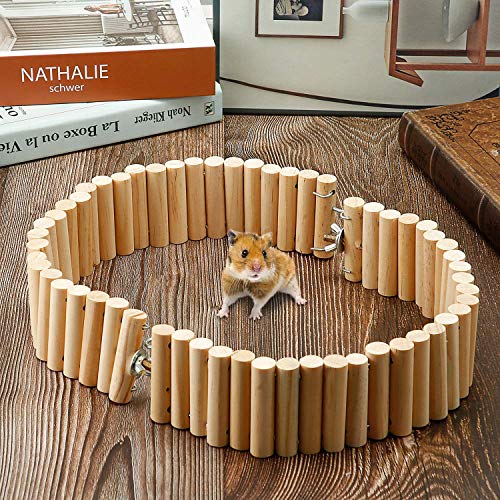 Wonninek Puente de Escalera de Madera para Mascotas, Paquete de 2, Juguete de Puente Suave para Animales, Jaula Flexible, Juguete de hábitat para hámster, ratón, Ardilla y Otros Animales pequeños