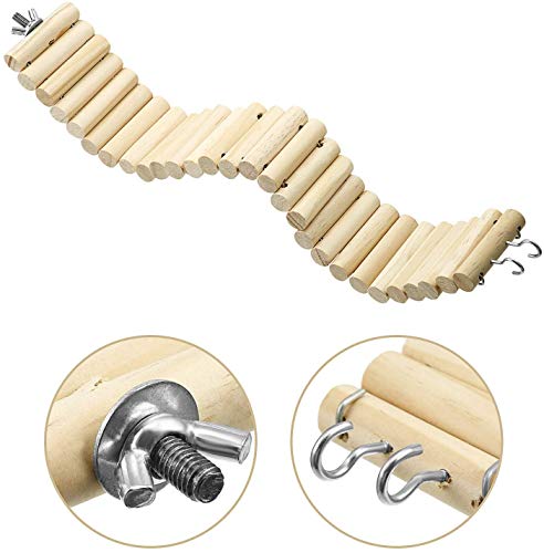 Wonninek Puente de Escalera de Madera para Mascotas, Paquete de 2, Juguete de Puente Suave para Animales, Jaula Flexible, Juguete de hábitat para hámster, ratón, Ardilla y Otros Animales pequeños
