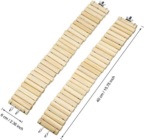 Wonninek Puente de Escalera de Madera para Mascotas, Paquete de 2, Juguete de Puente Suave para Animales, Jaula Flexible, Juguete de hábitat para hámster, ratón, Ardilla y Otros Animales pequeños
