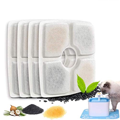Woorea 4 Piezas de filtros de carbón Activado para dispensador de Agua automático Bebederos para Gatos Gatitos para Perros Tazón para Mascotas Beber filtros para Platos