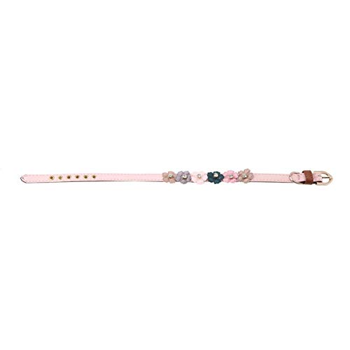 wosume Flores con Pajarita de Diamantes, Hermosa y Moderna Pajarita de Cuero PU para Perro, Collar de Perro de 2 Colores, para Mascotas(Pink, 1.3 * 34cm)